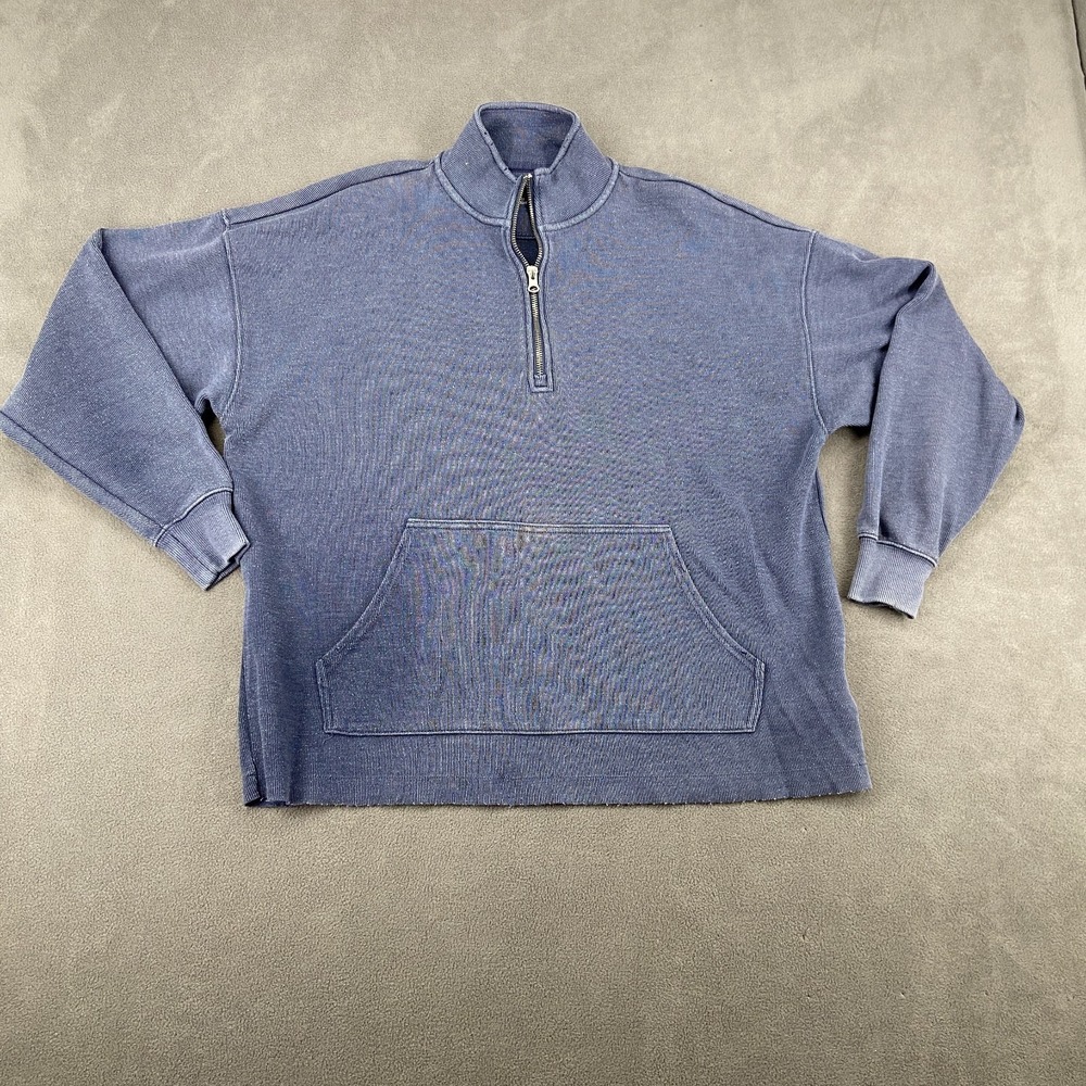 Aerie Sweater Mens Small Blue Tight Knit Mock Neck Quarter Zip Winter Warm Wear